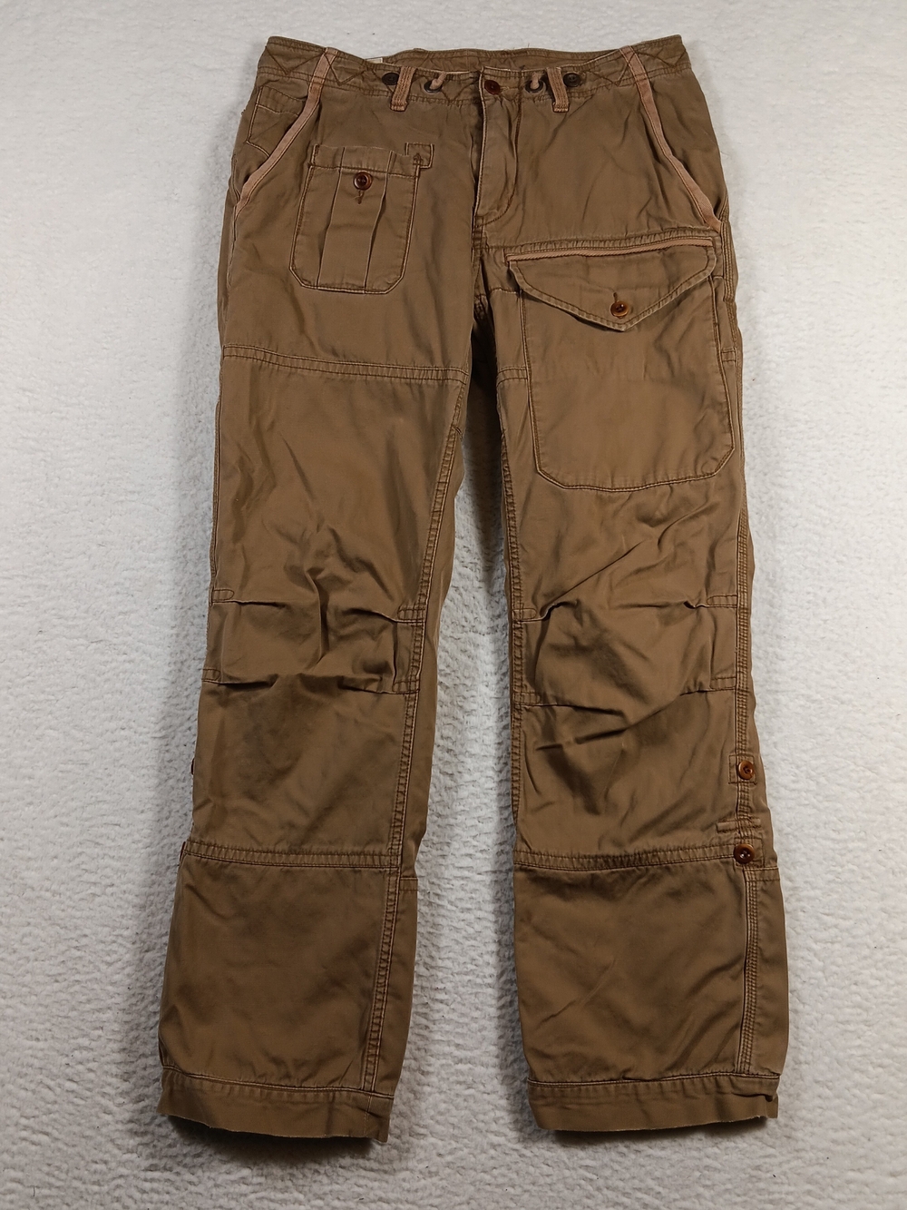 Vintage Polo Ralph Lauren Pants Mens 32x32 Tan Cargo Paratrooper Lined Military